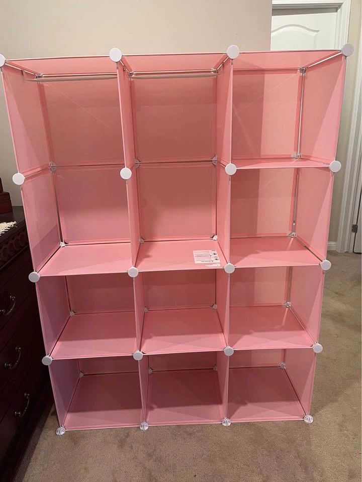 12-Cube Kids Wardrobe Baby Dresser Armoire Closet - Pink - photo 5