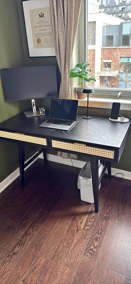 Black Rattan Desk