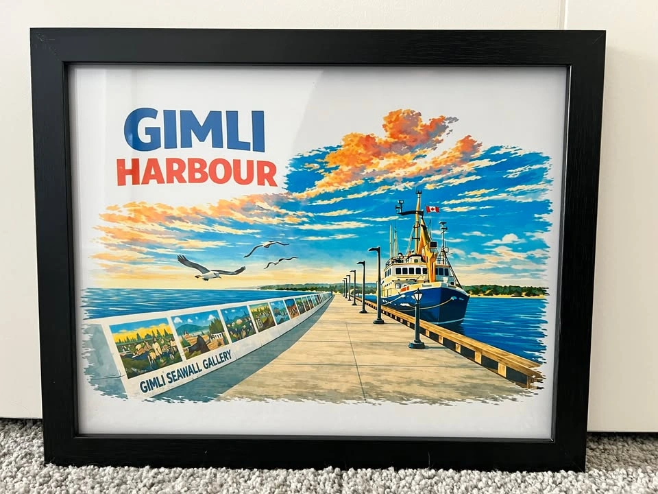 Gimli Harbour Scenic Waterfront Framed Art