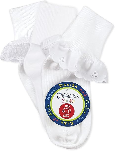 Jefferies Socks Girls Lace Eyelet Fancy Frilly Tutu White Cotton - photo 4