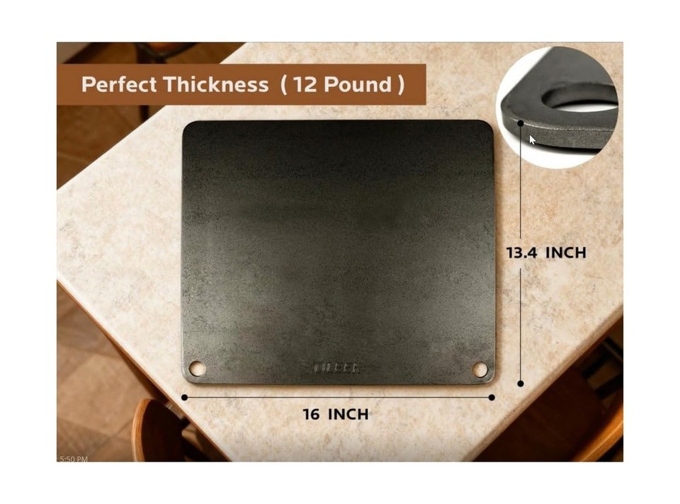 OLEEK Pizza Steel Sheet For Oven - 16”x13.3” - Open Box