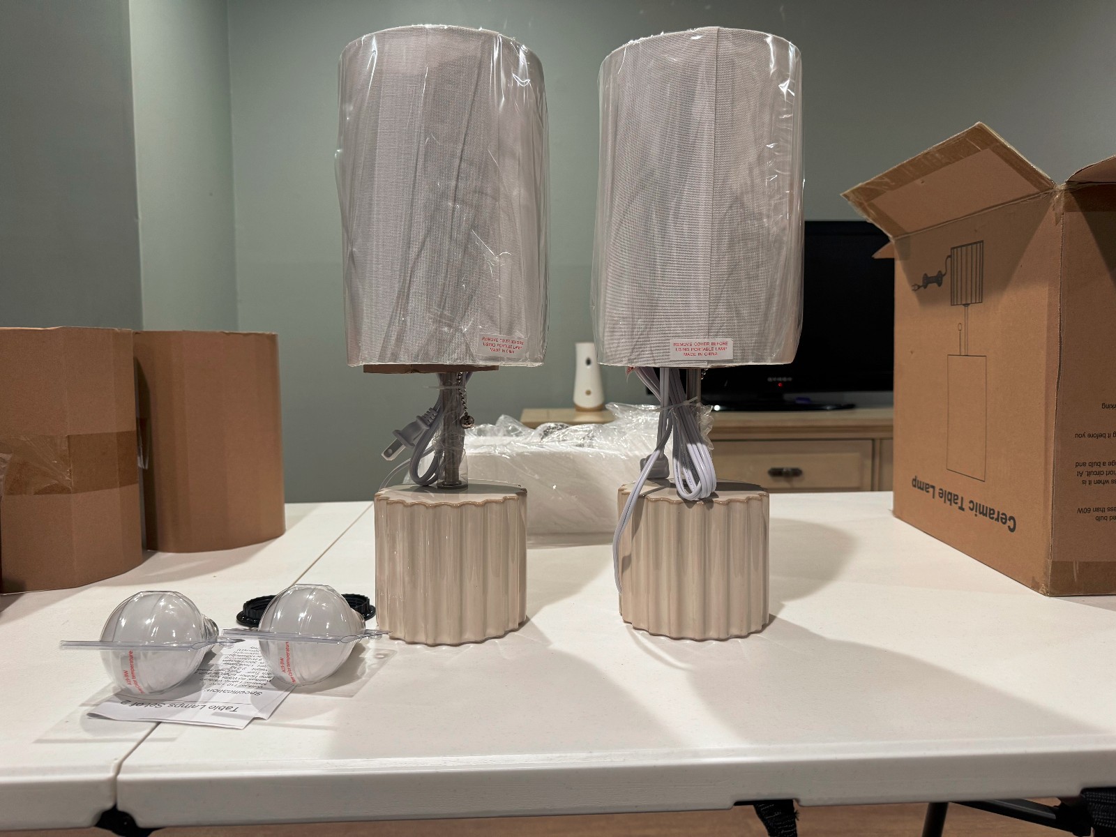 Set Of 2 Threshold Table Lamps Faux Marble - photo 2