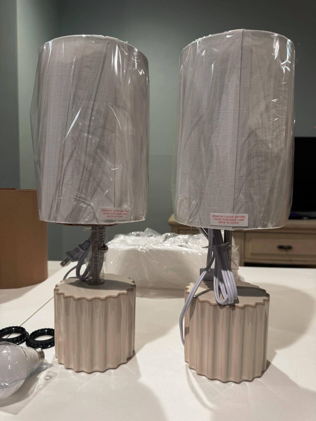 Set Of 2 Threshold Table Lamps Faux Marble - photo 3