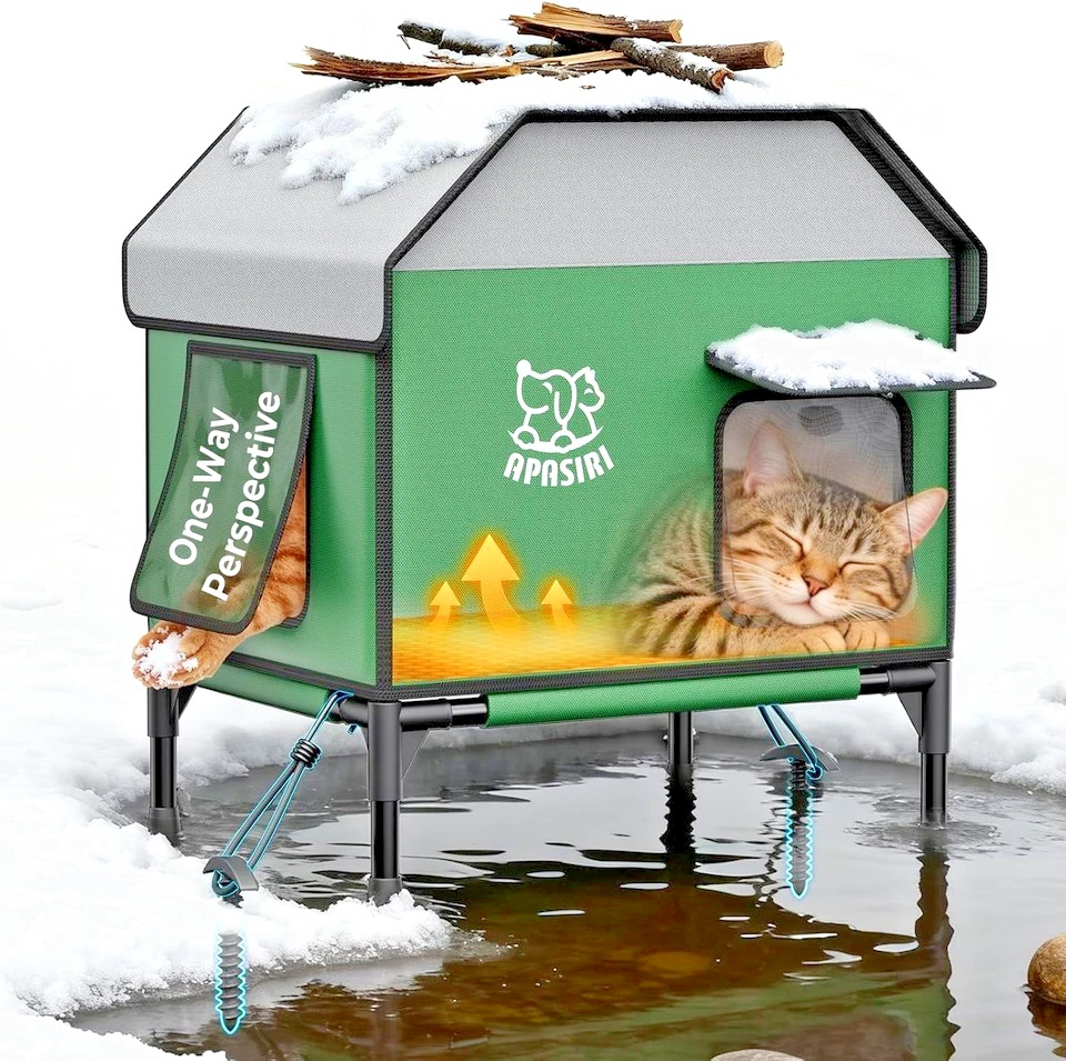 Apasiri Heated Outdoor Cat House for Winter: Insulated with Heat