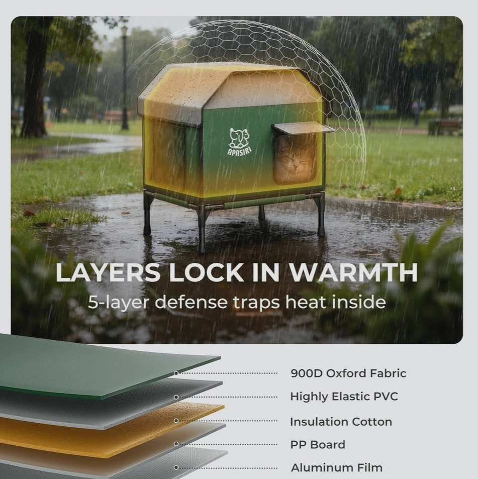 Apasiri Heated Outdoor Cat House for Winter: Insulated with Heat - photo 3