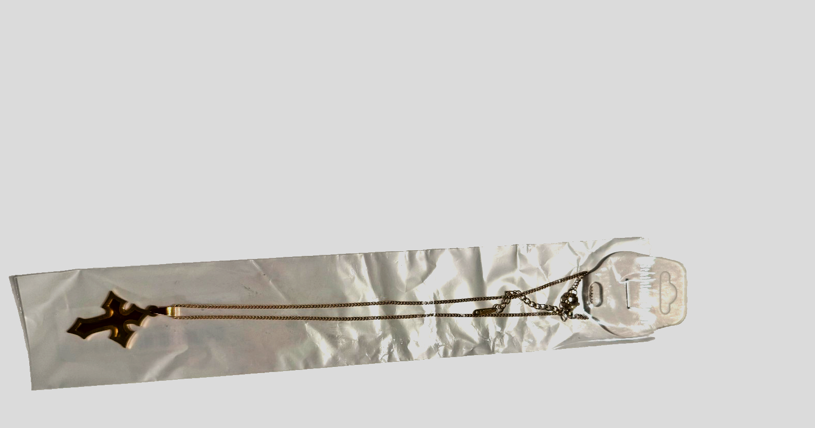 Stainless Steel Gold Necklace With Holly Cross Pendant. nice. - photo 3