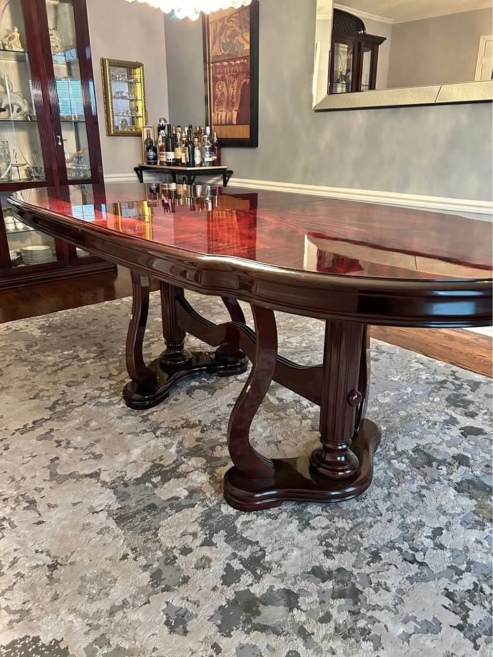 Dining table with Leaf Solid Italian Cherry Lacquered Wood