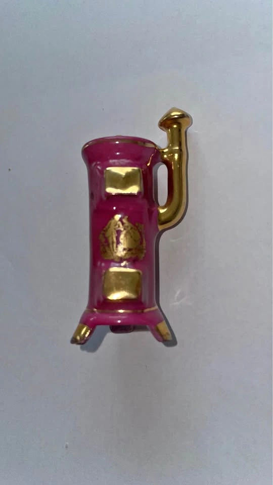 Vintage Pot-Belly Stove Limoges Castel Miniature - 22k Gold