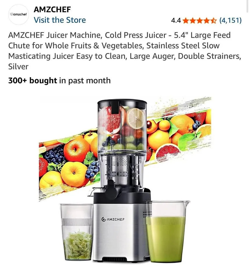 New Amzchef Cold Press Slow Juicer - 5.4" Feed Chute thumbnail