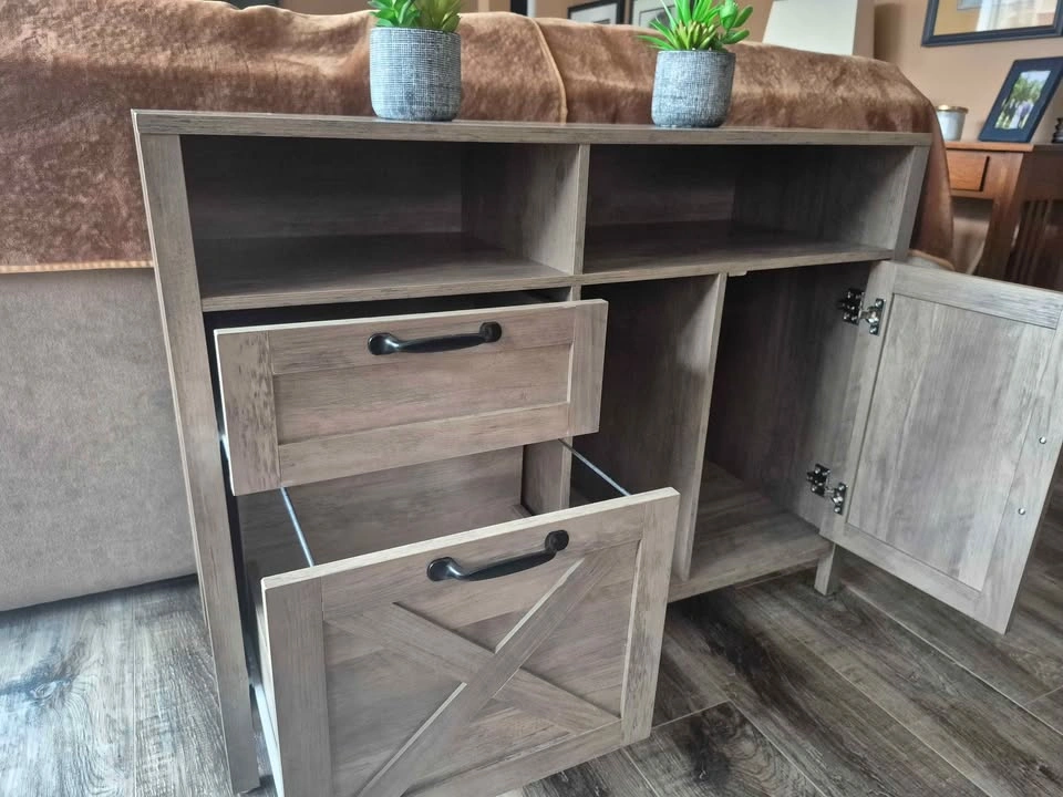Lateral Filing Cabinet, 3 Drawer Farmhouse, Grey - photo 2