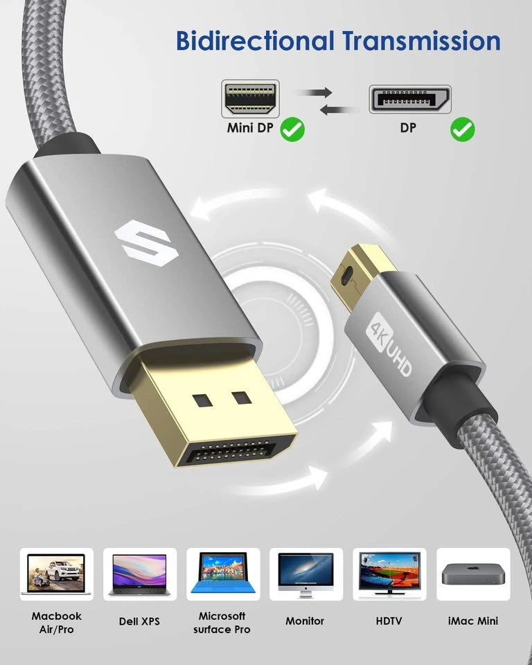 Silkland Mini DisplayPort to DisplayPort Cable, 6.6ft - photo 3