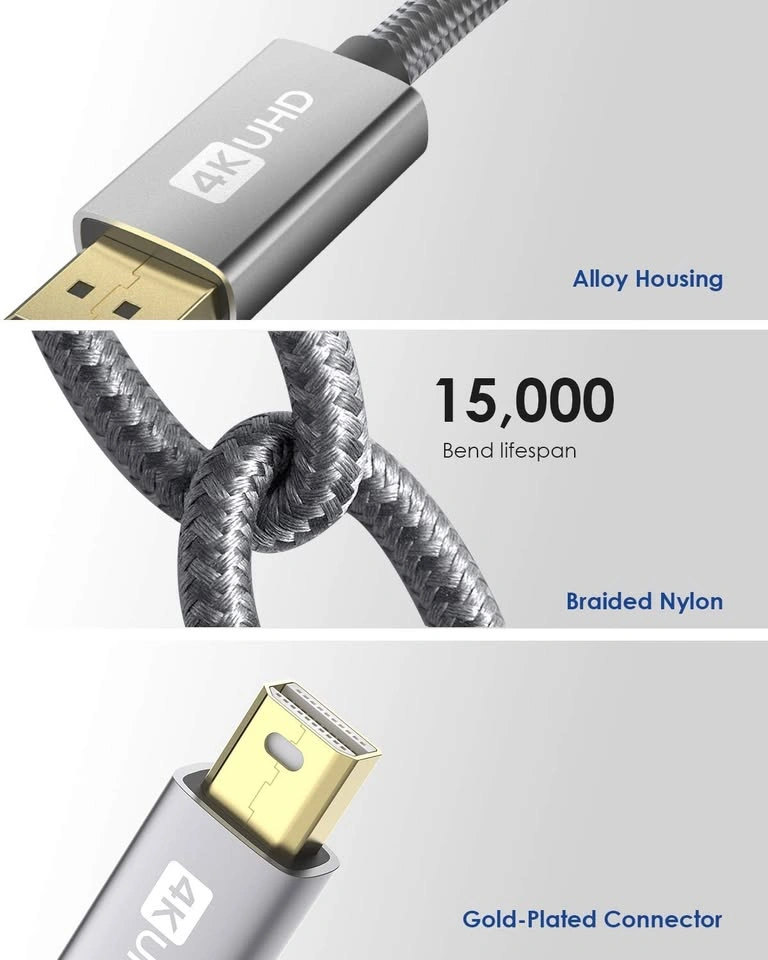 Silkland Mini DisplayPort to DisplayPort Cable, 6.6ft - photo 4
