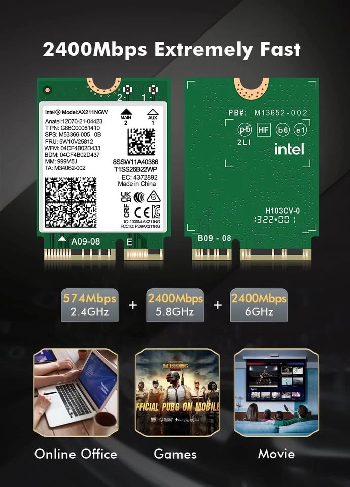 WiFi 6E Wireless Card Intel AX211 NGW - photo 5