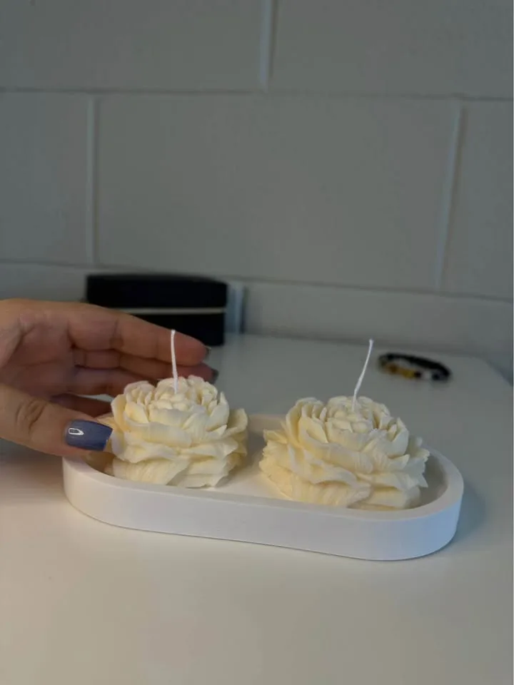 Peony Flower Candle Set with Tray image indicator(4)