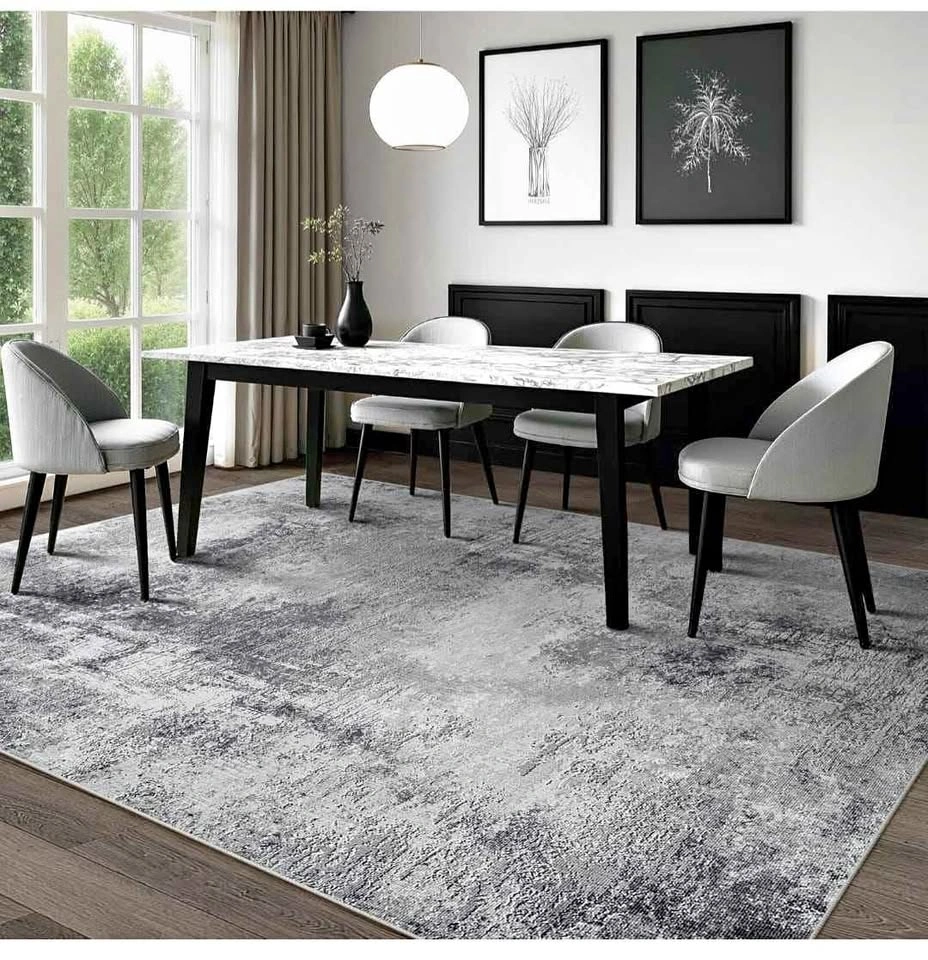 6x9 ft Grey Modern Abstract Washable Area Rug