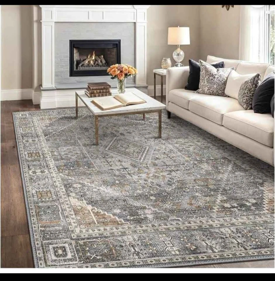 Area Rug 8x10, Machine Washable, Non-Slip, Light Gray - photo 2