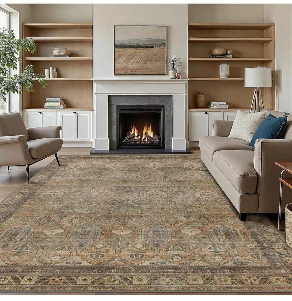 Brand NEW 9x12 Washable Rug – Vintage Reddish-Brown Distressed N - photo 2