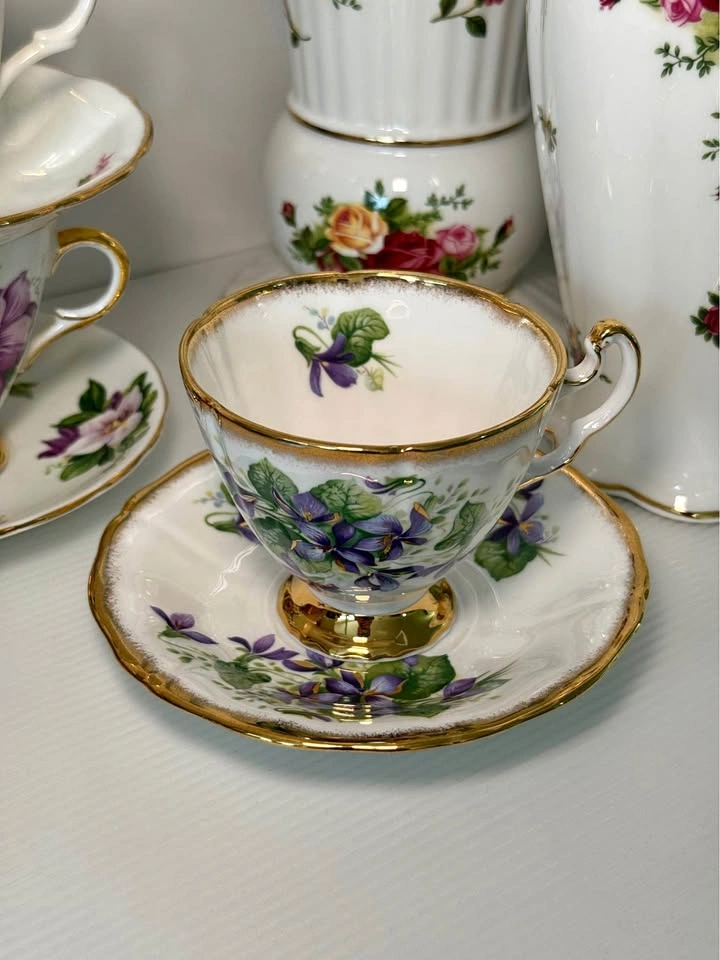 Royal Adderley Purple Violet Teacup Set