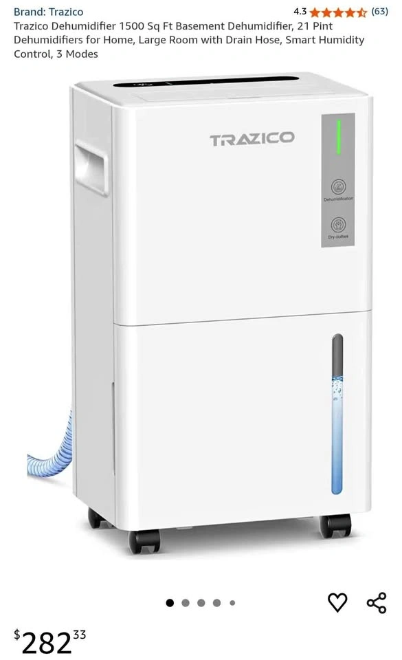 Trazico 1500 Sq. Ft. Smart Dehumidifier