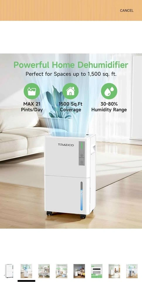 Trazico 1500 Sq. Ft. Smart Dehumidifier - photo 2