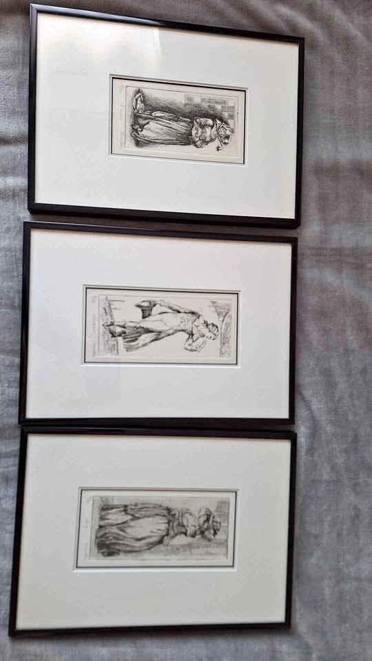 Framed Black and White Etching, Numbered and Signed Art