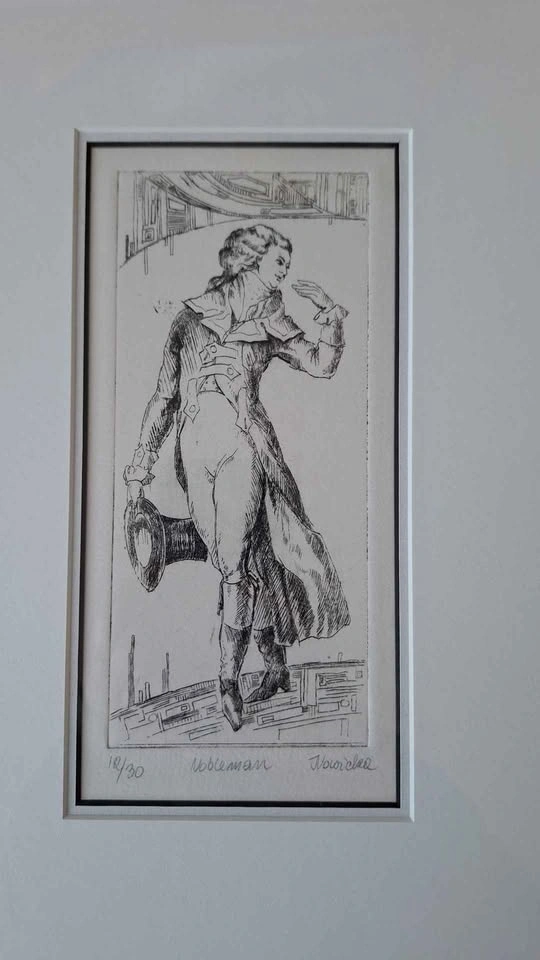 Framed Black and White Etching, Numbered and Signed Art - photo 2