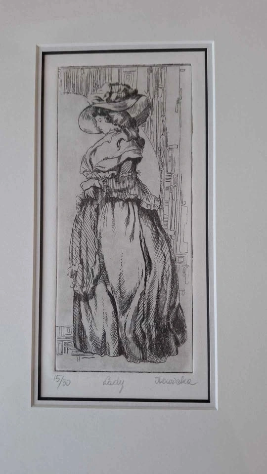 Framed Black and White Etching, Numbered and Signed Art - photo 3