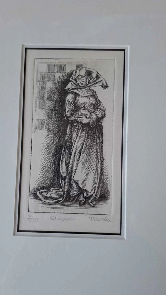 Framed Black and White Etching, Numbered and Signed Art - photo 4