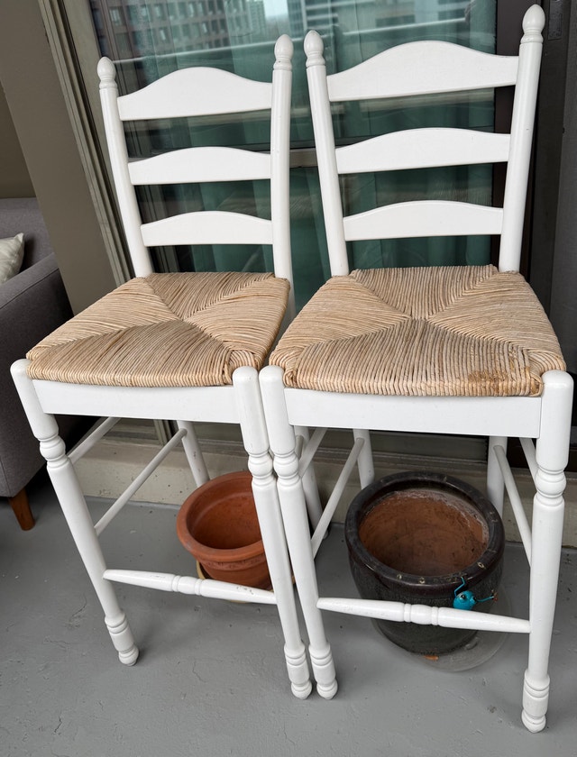 White Wicker Chairs - Set of 2
