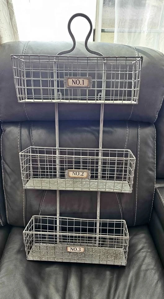 Numbered Metal Wall Basket -Silver