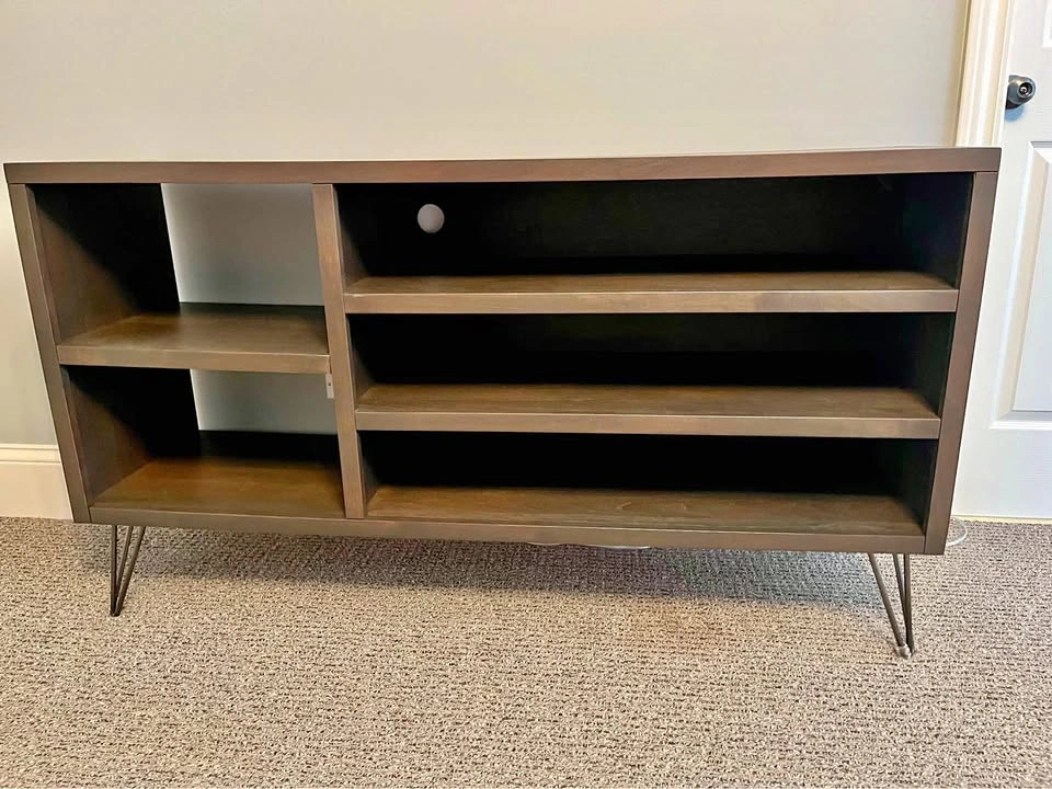 Mid-Century Modern TV Stand / Media Console – Asymmetrical Walnu