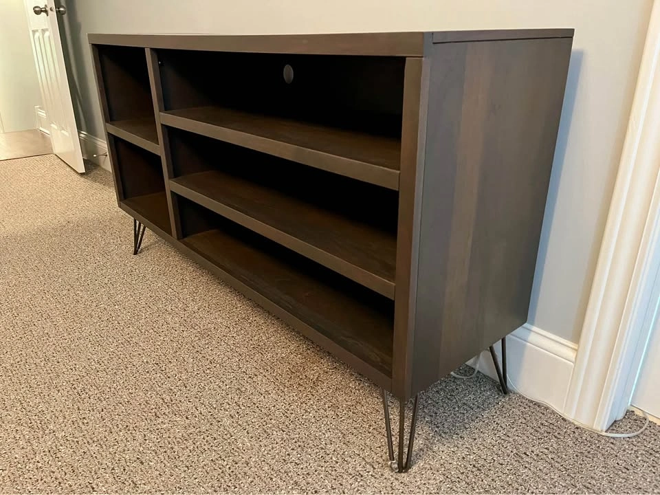 Mid-Century Modern TV Stand / Media Console – Asymmetrical Walnu - photo 2