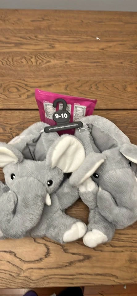Grey Elephant Slippers Kids Size 9-10