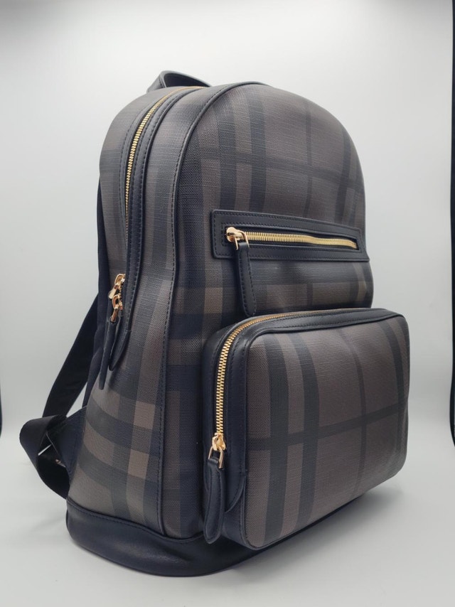 Fashion Plaid Backpack – Gold Zippers, Like New - photo 2
