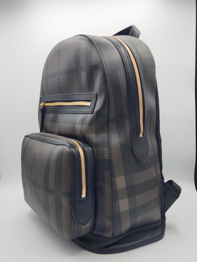 Fashion Plaid Backpack – Gold Zippers, Like New - photo 4