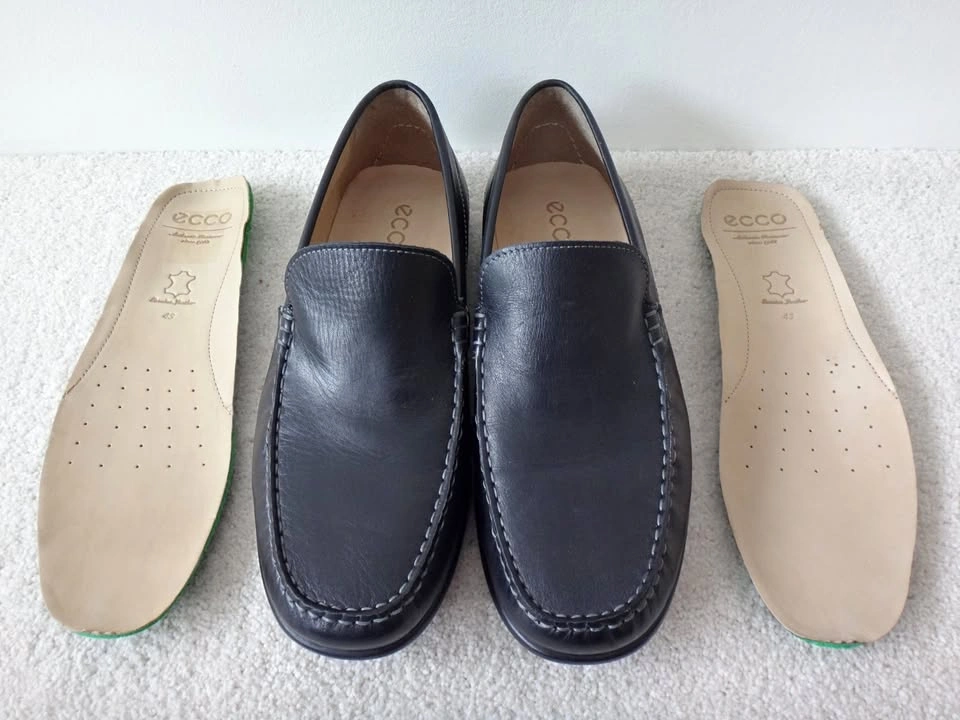 ✅👍🆕Ecco Men's 10/43 Xtra Width Leather Slip-on Loafers + Insoles