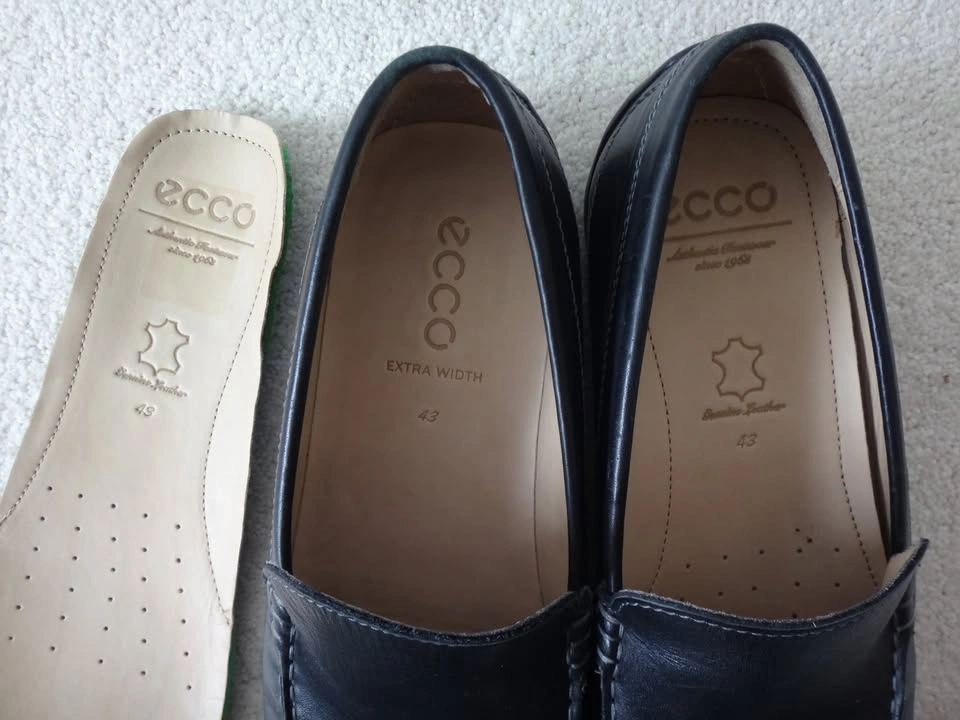 ✅👍🆕Ecco Men's 10/43 Xtra Width Leather Slip-on Loafers + Insoles - photo 3