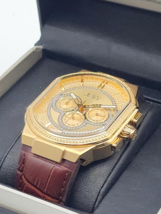 JBW Diamond Watch (J6342B) – Gold Tone Luxury Watch w/ Box