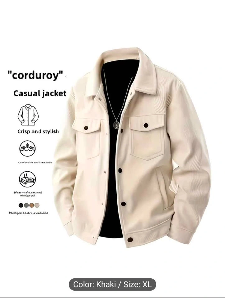 Men's Corduroy Shirt Jacket Khaki X-Large Casual - photo 2