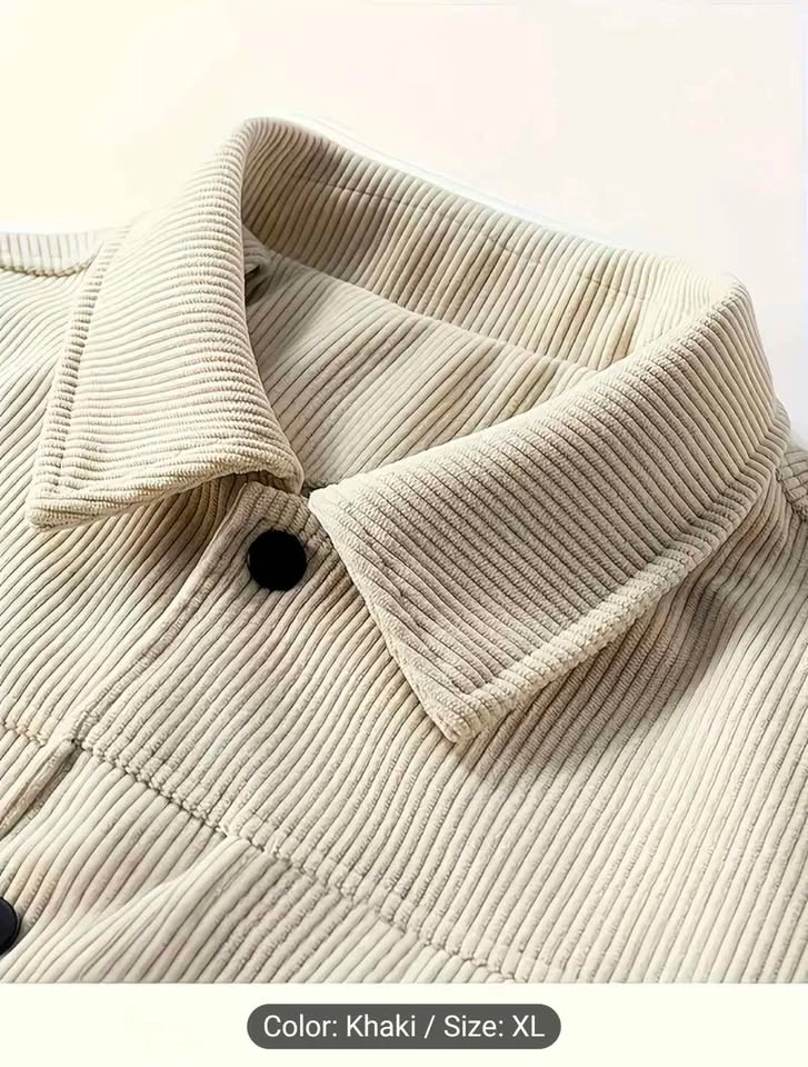 Men's Corduroy Shirt Jacket Khaki X-Large Casual - photo 4