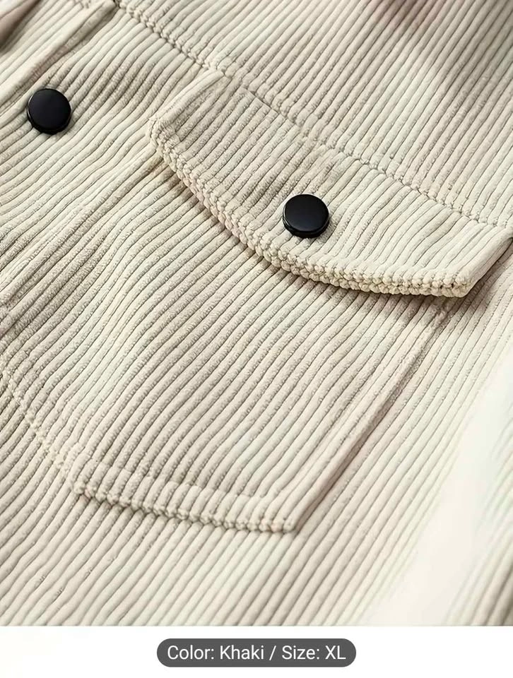 Men's Corduroy Shirt Jacket Khaki X-Large Casual - photo 5