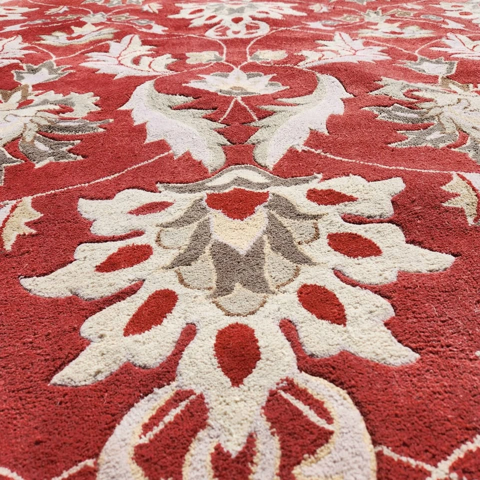 Large 6x9 Hand-Tufted Wool Rug - Terracotta Rust Floral - photo 2
