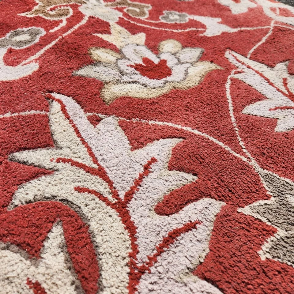 Large 6x9 Hand-Tufted Wool Rug - Terracotta Rust Floral - photo 3