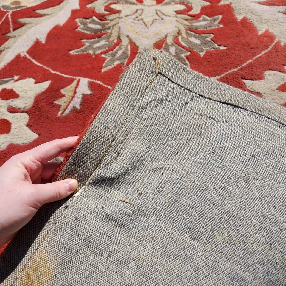 Large 6x9 Hand-Tufted Wool Rug - Terracotta Rust Floral - photo 5