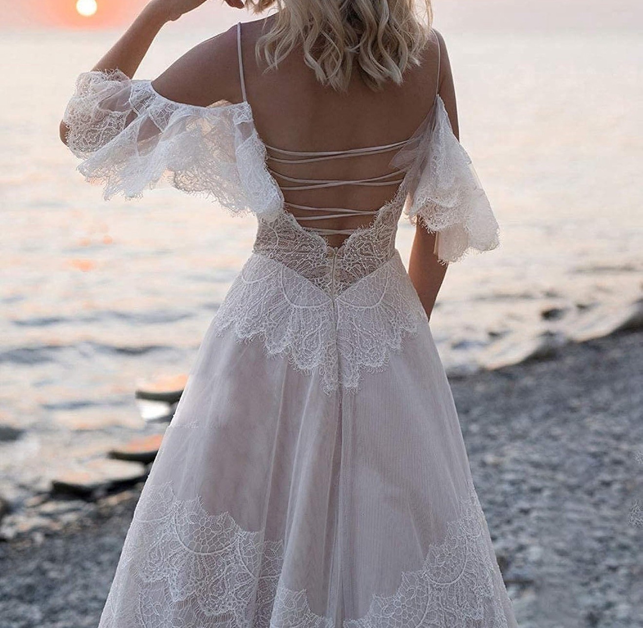 Bohemian Wedding Dress with Lace Appliques - photo 2