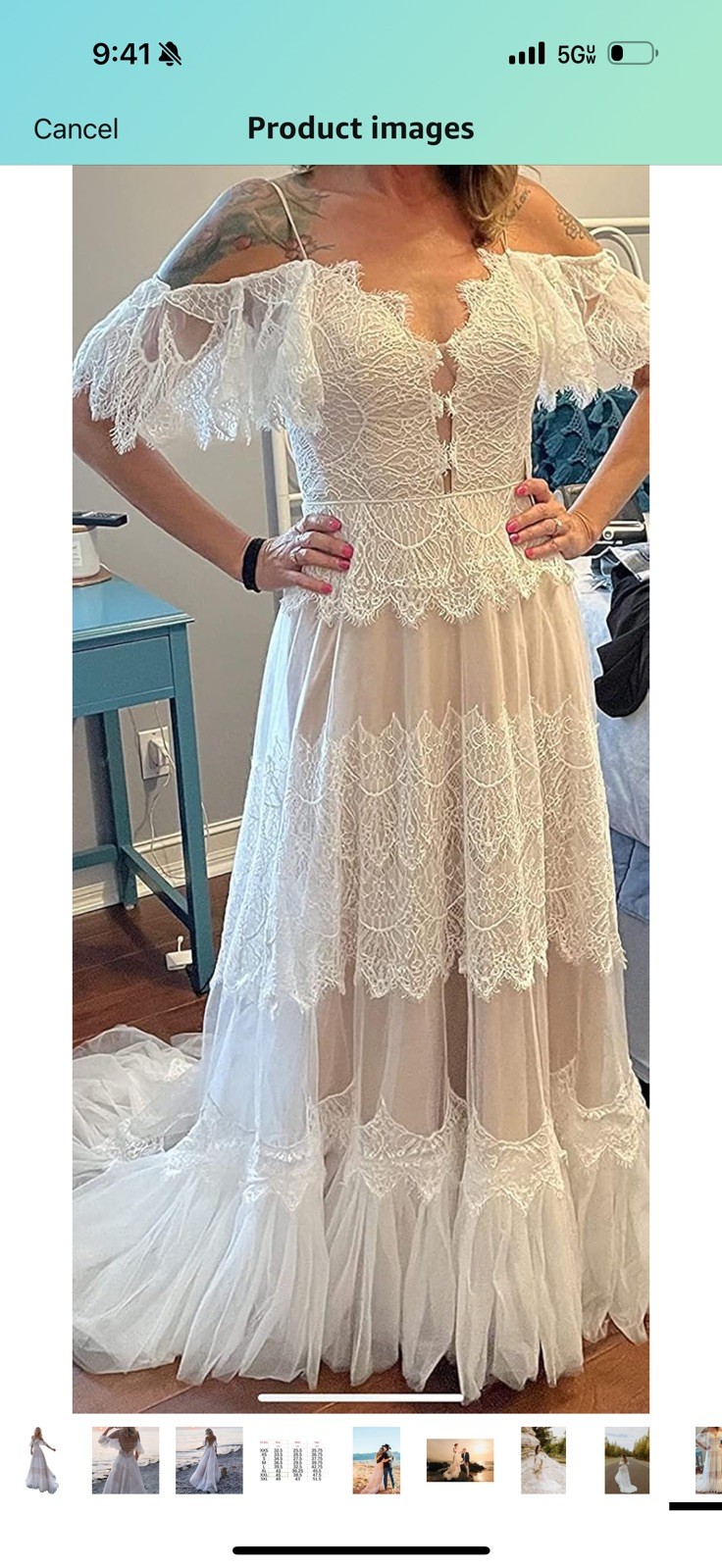 Bohemian Wedding Dress with Lace Appliques - photo 4