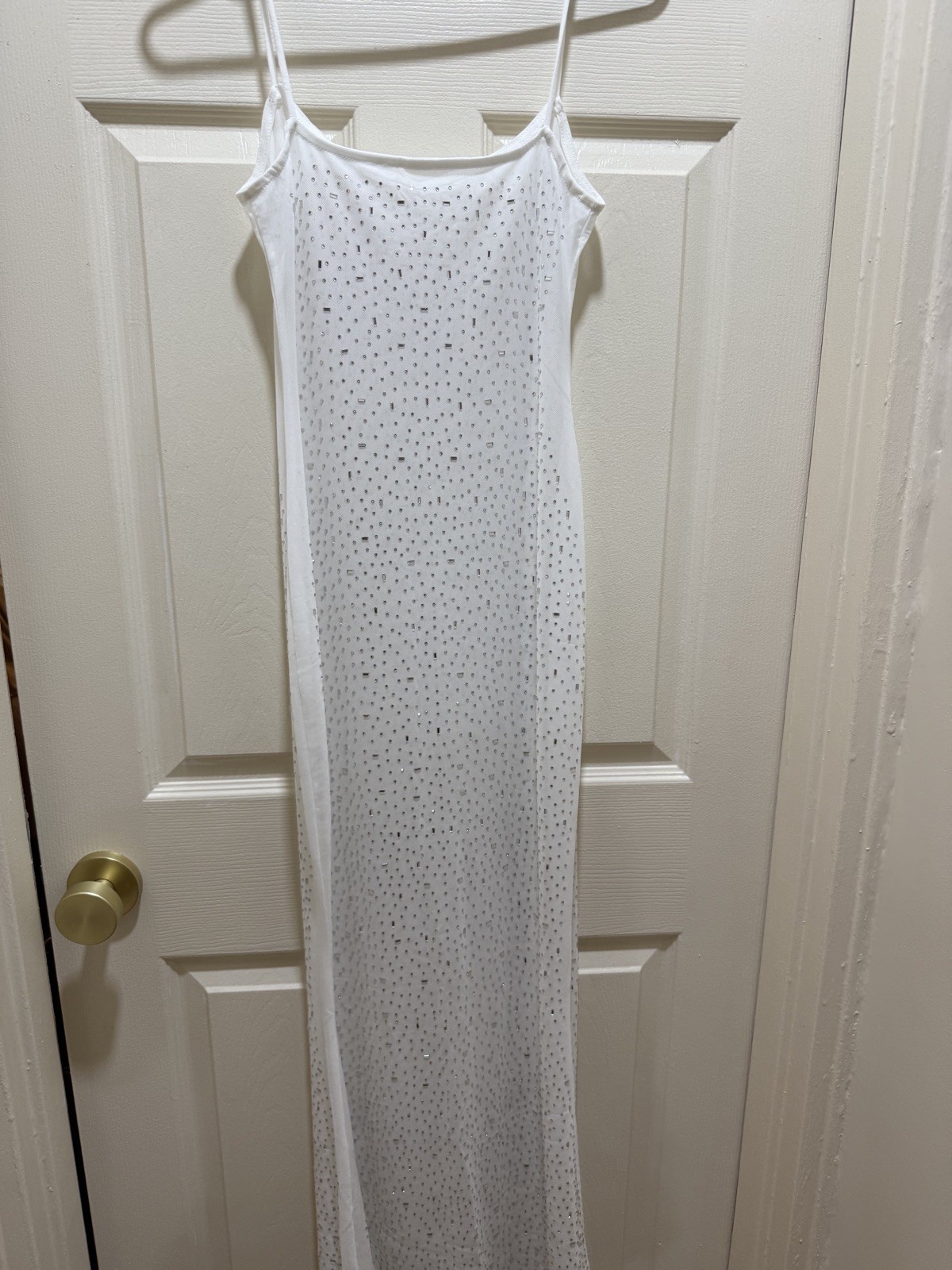 Beige Sequined Mermaid Maxi Gown for Special Events - photo 2