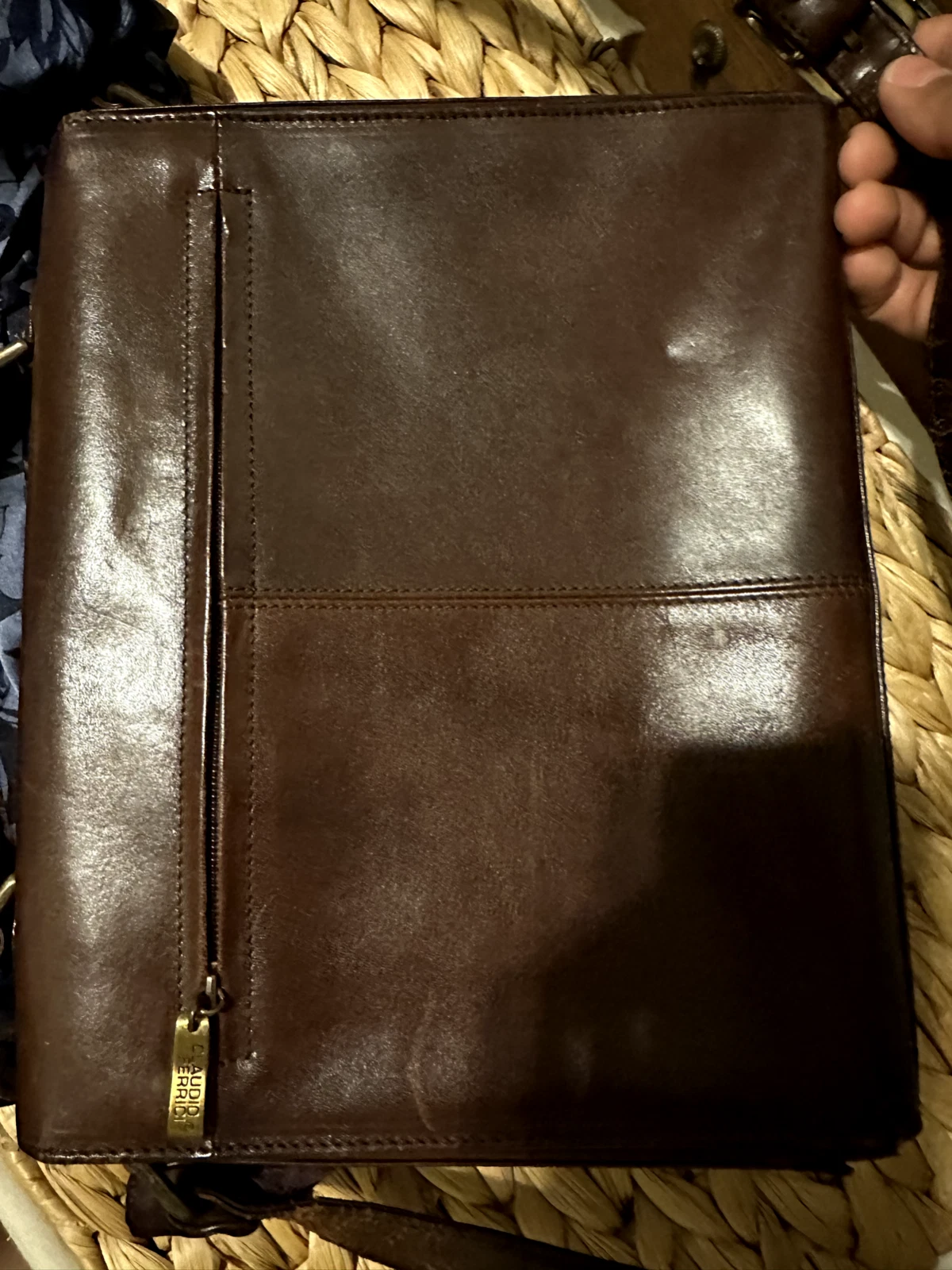 Claudio Ferrici Glossy Tobacco Brown Leather Crossbody Purse - photo 5