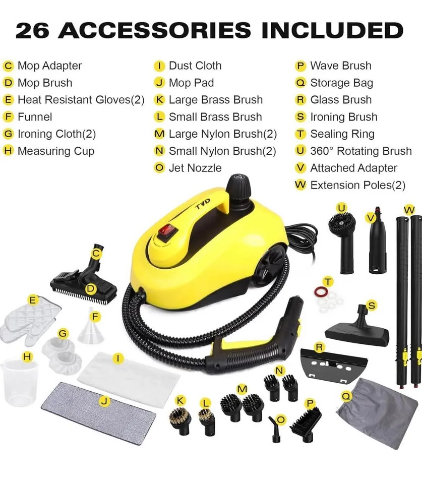 New in box TVD steam cleaner with 26 accessories image indicator(6)