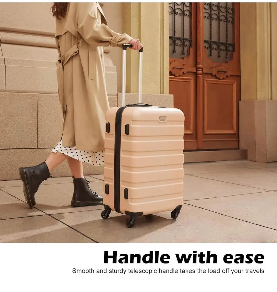 New Coolife 3-Piece Luggage Set - Sakura Pink image indicator(2)